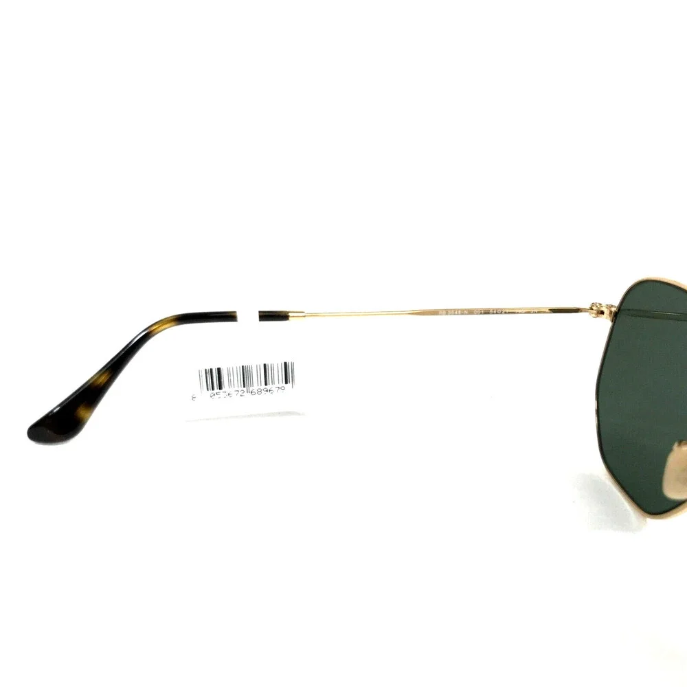 Ray-Ban Sunglasses RB3548-N 001 Polished Gold Hexagonal Frame Green Lenses 54 mm